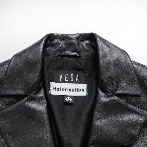 Reformation Veda Bowery Leather Blazer Black Size XS - Picture 6 of 14